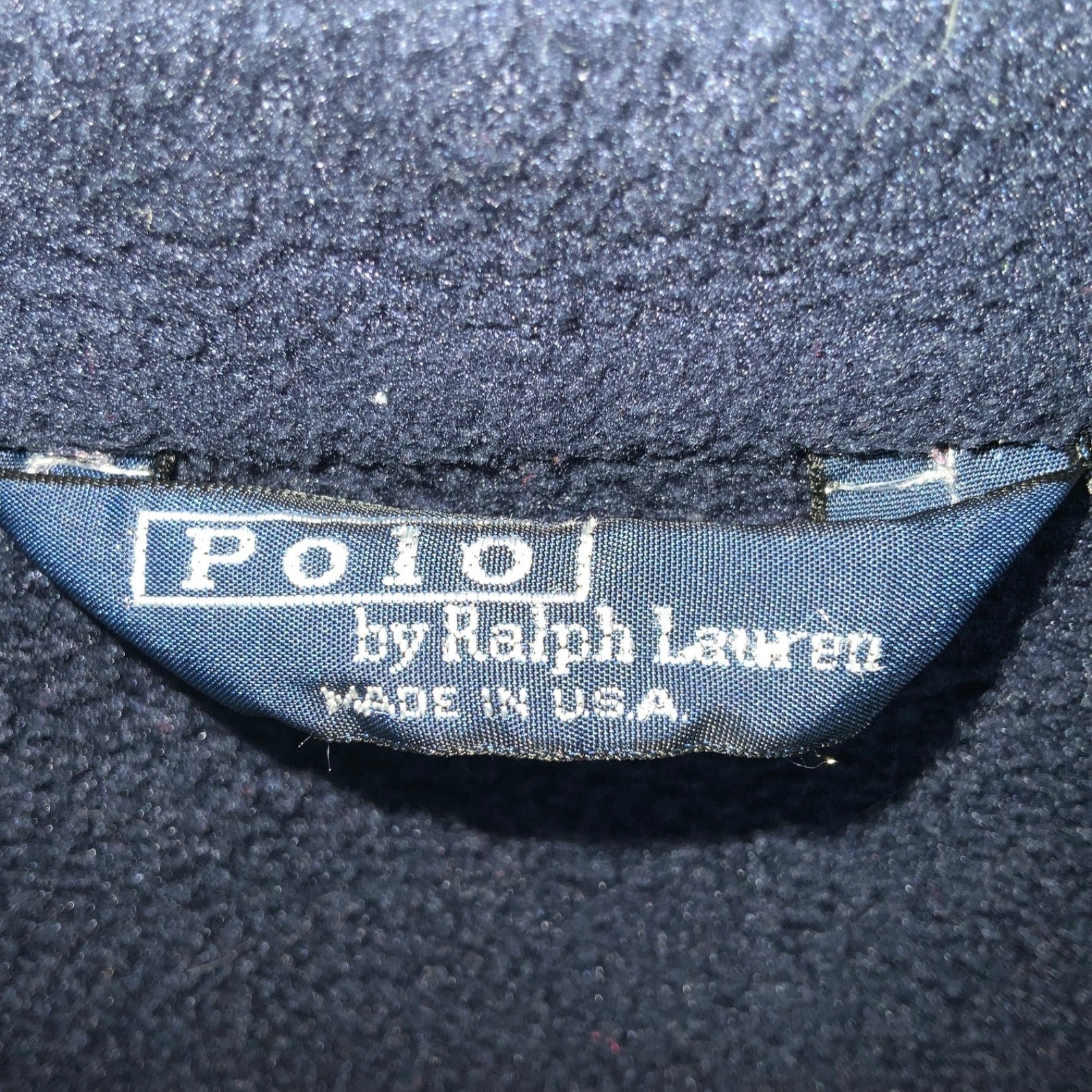 Vintage Polo By Ralph Lauren Fleece Sweater Jacket Medium Blue Full Zip Made Usa