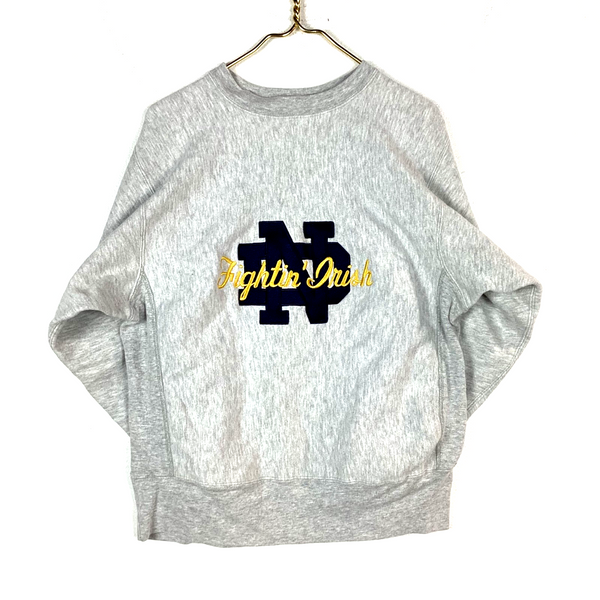 Vintage Notre Dame Fighting Irish Champion Reverse Weave Sweatshirt Large Gray