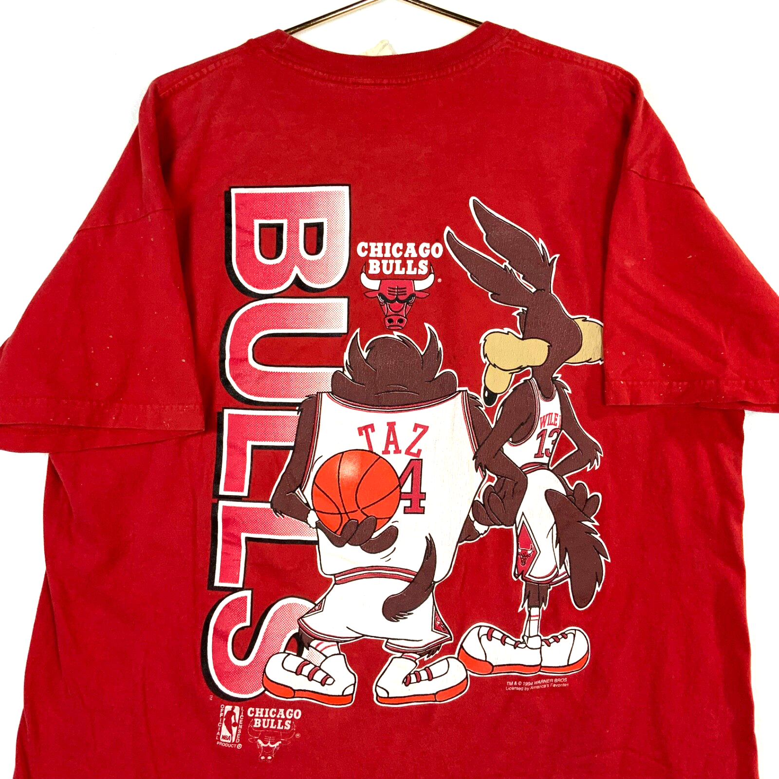 Vintage Chicago Bulls Looney Tunes T-shirt 2XL Nba 1994 Taz Wile E Coyote 1990s