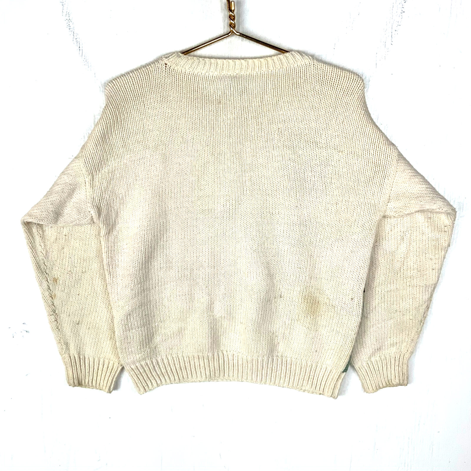 Vintage 1990s Grandma Knit Sweater Women’s XS White Crewneck