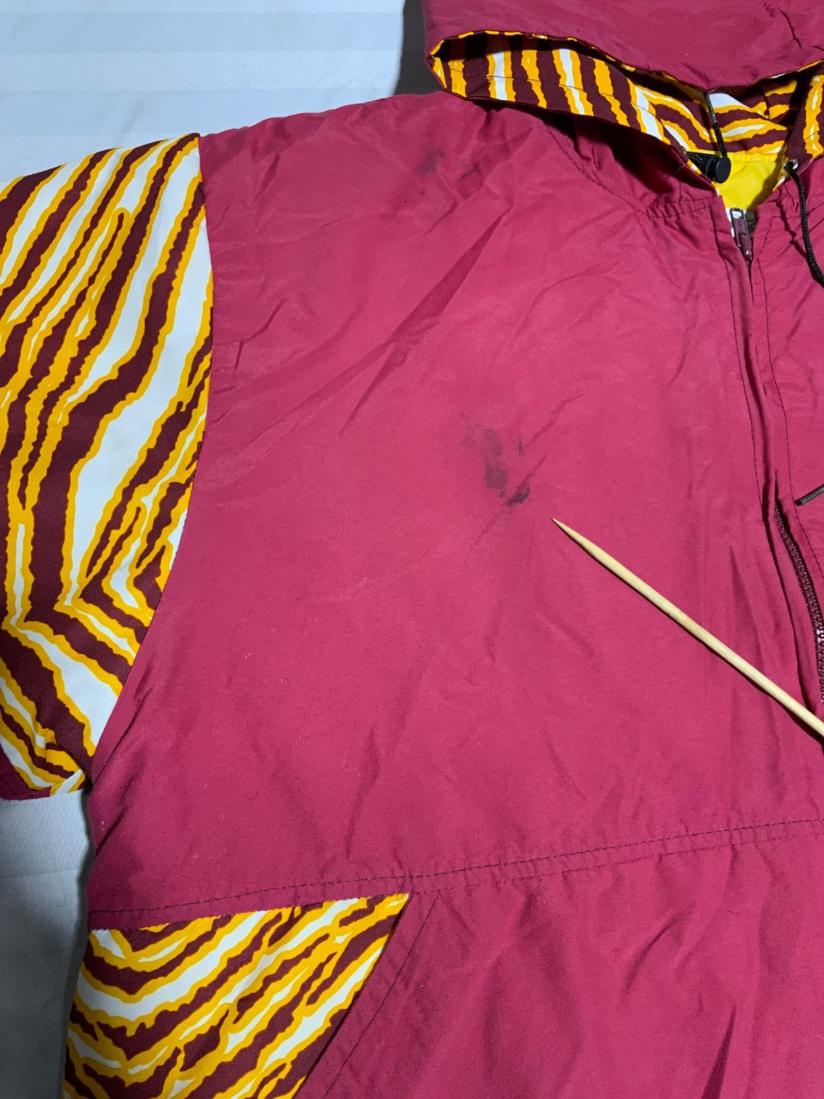 Vintage Washington Redskins Jacket Large Full Zip Puffer Nfl Zubaz Chalk Line
