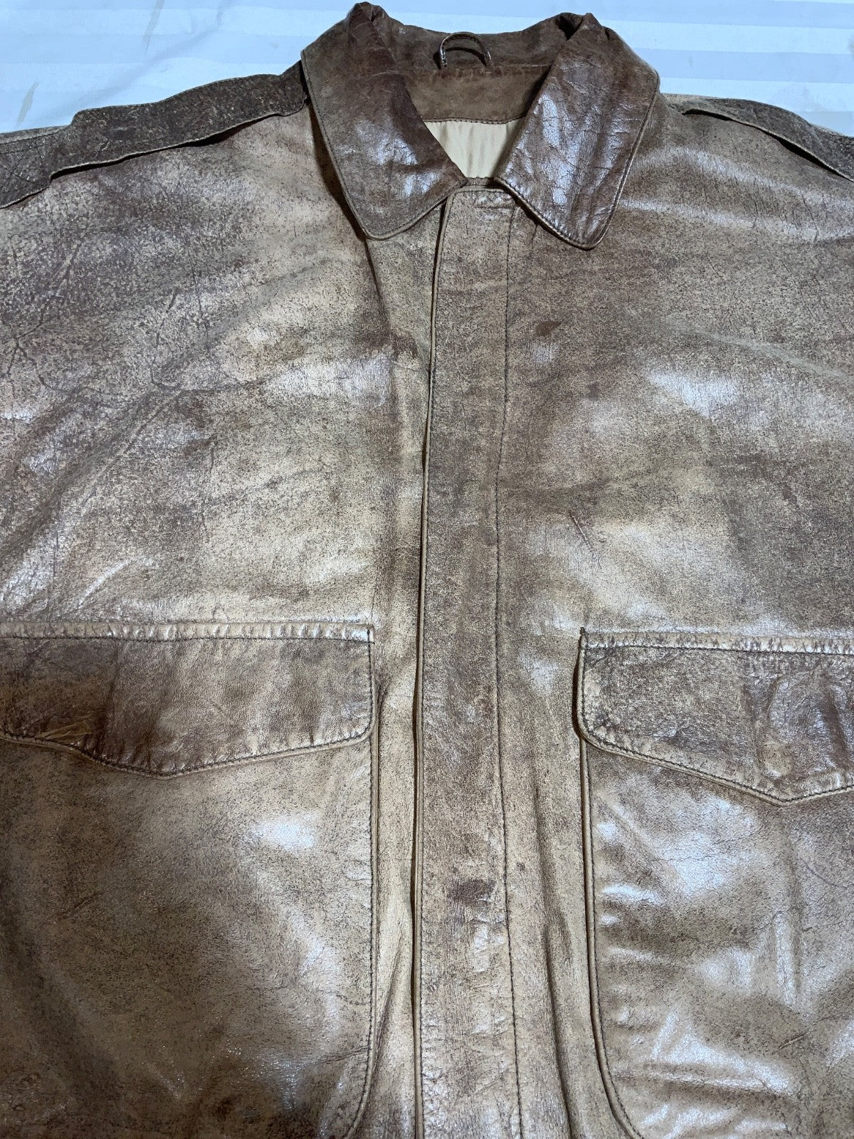 Vintage Wilsons Adventure Bound Leather Jacket Medium Brown Bomber Full Zip