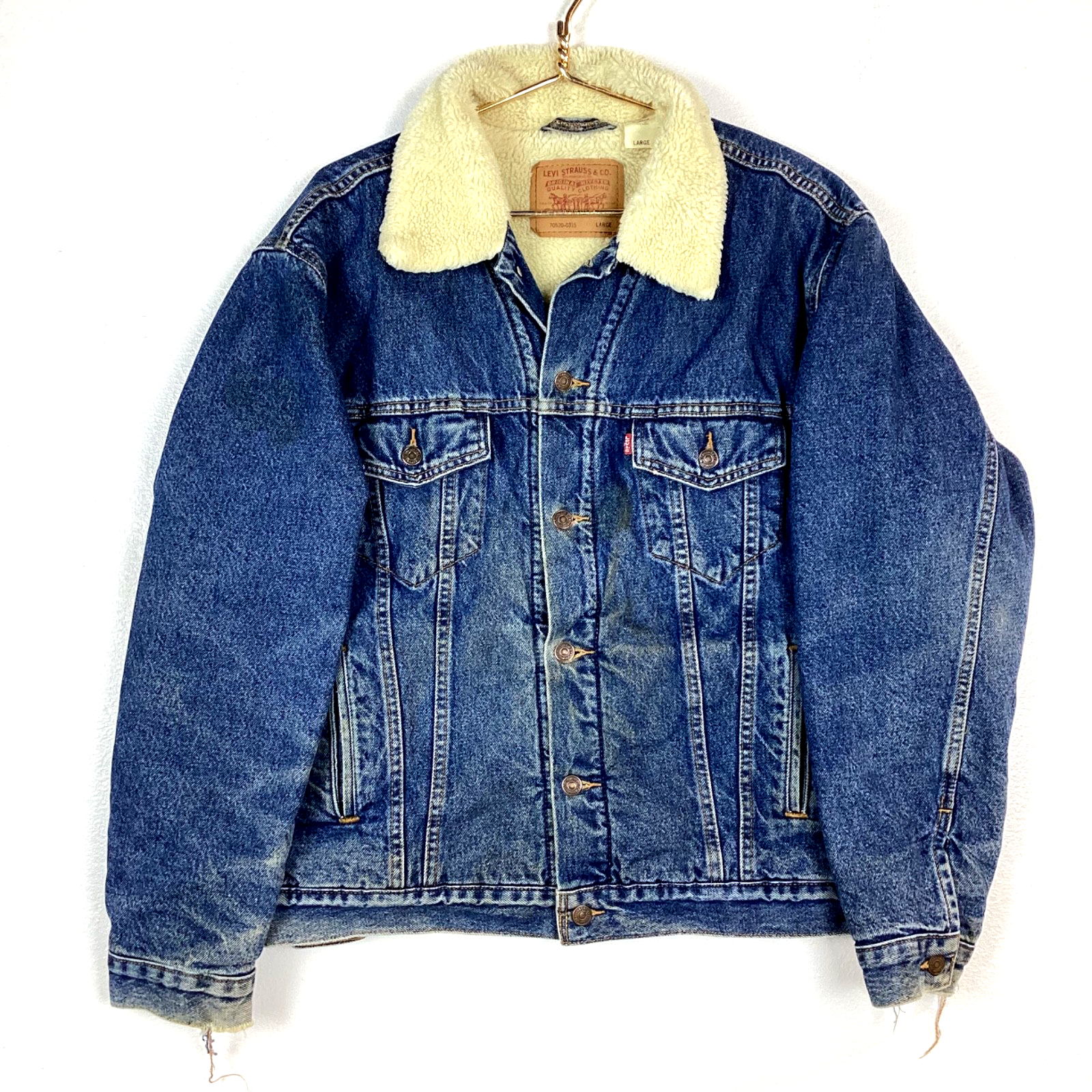 Vintage Levi’s Sherpa Lined Denim Jean Jacket Size Large Blue