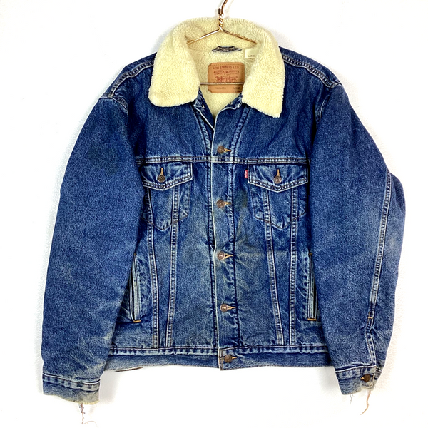 Vintage Levi’s Sherpa Lined Denim Jean Jacket Size Large Blue