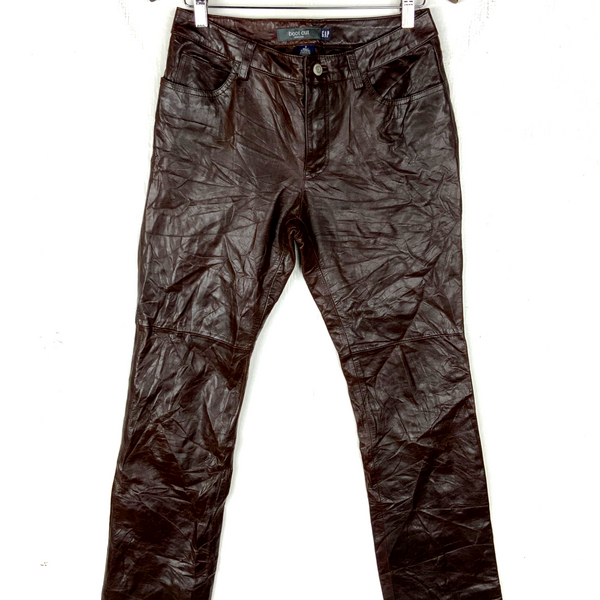 Vintage Gap Bootcut Women's Leather Pants Size 6 Brown