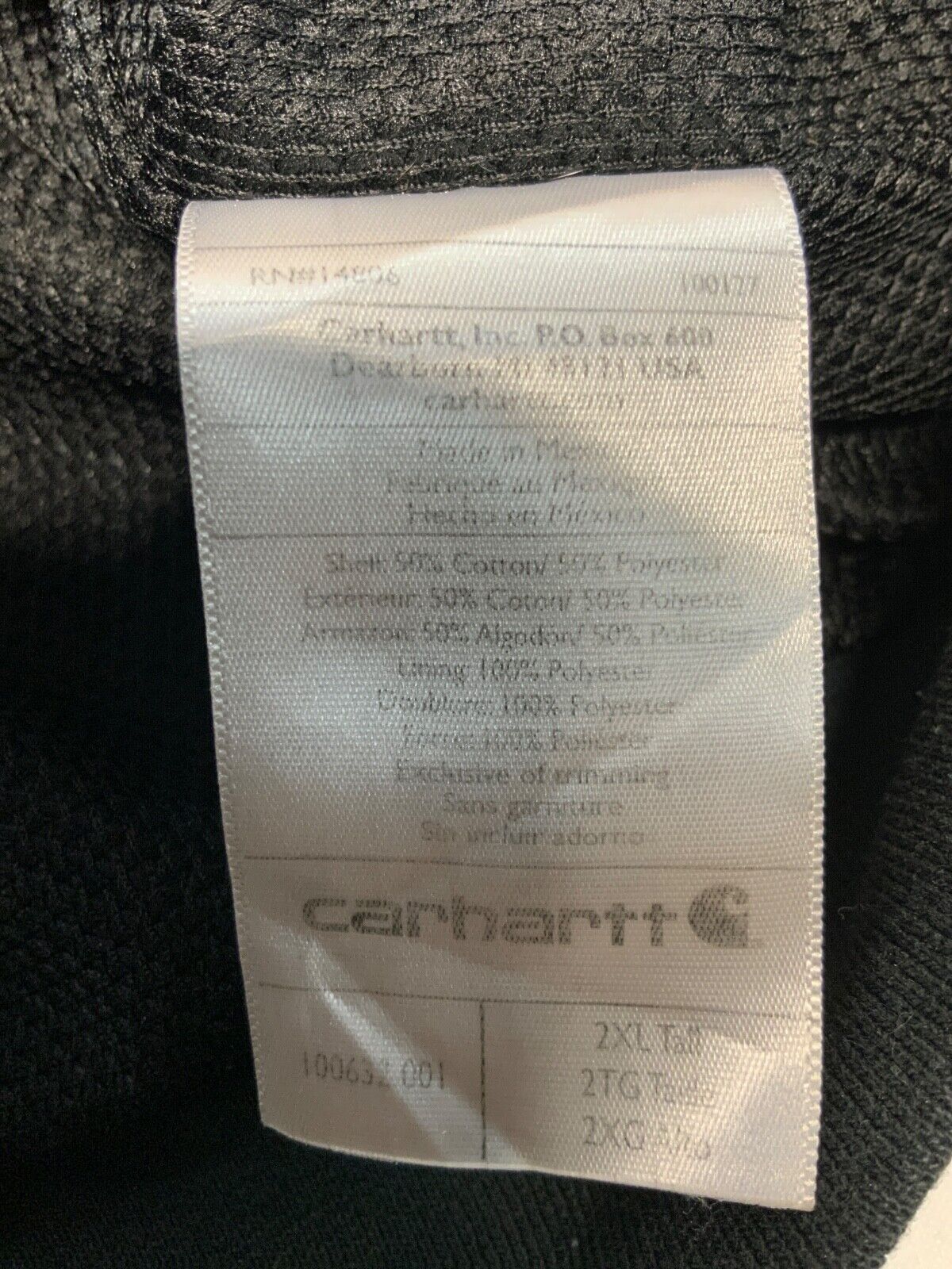 Carhartt Active Lined Sweatshirt Hoodie Jacket 2XL Tall Full Zip Rain Defender