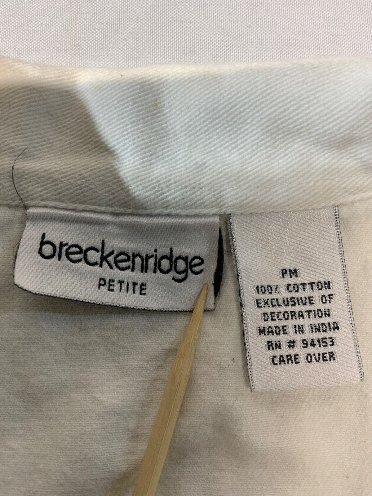 Vintage Breckenridge Women's Denim Jean Jacket PM White Embroidered 90s