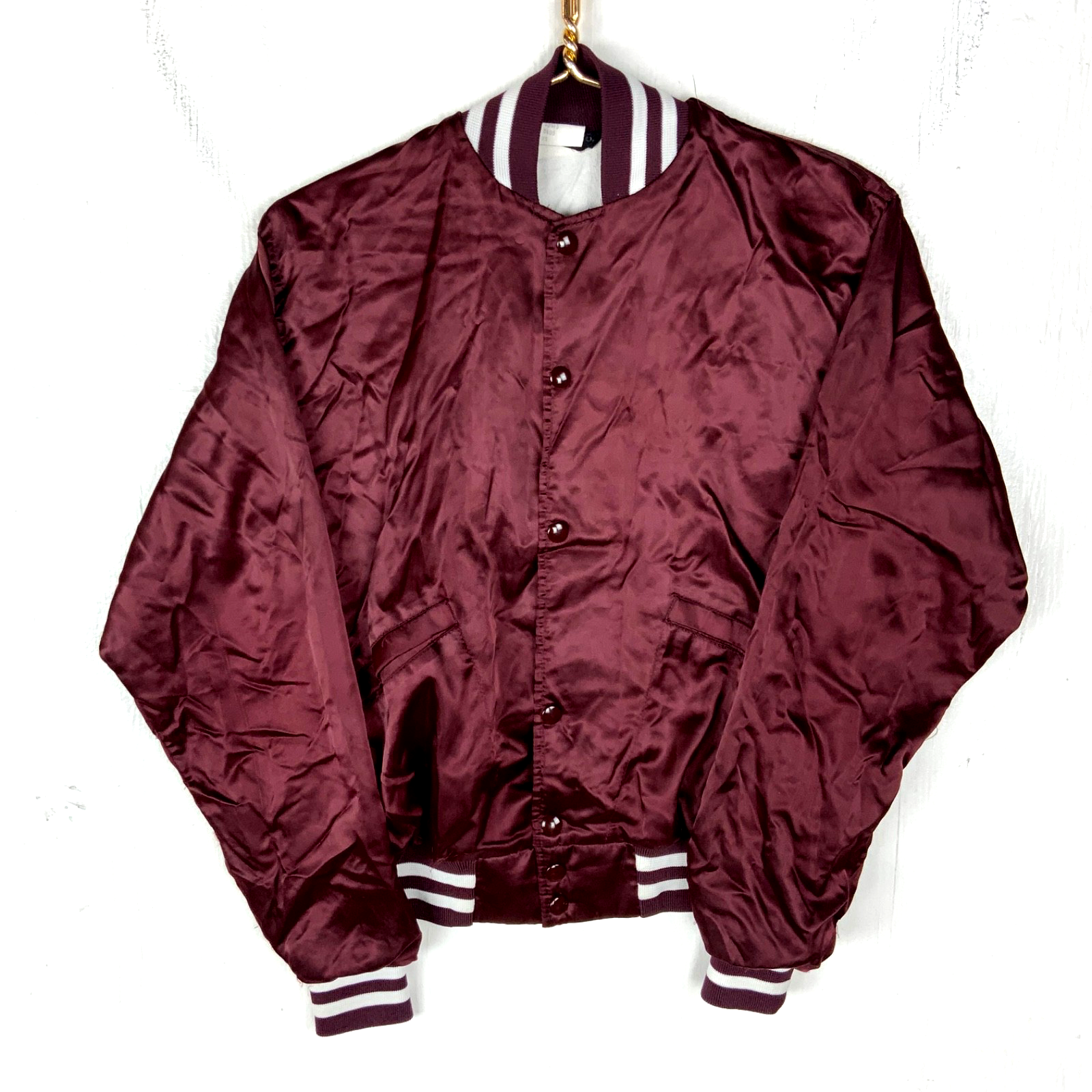 Vintage Texas Aggies Satin Jacket Small Red Ncaa Snap Button Made In Usa 1980s