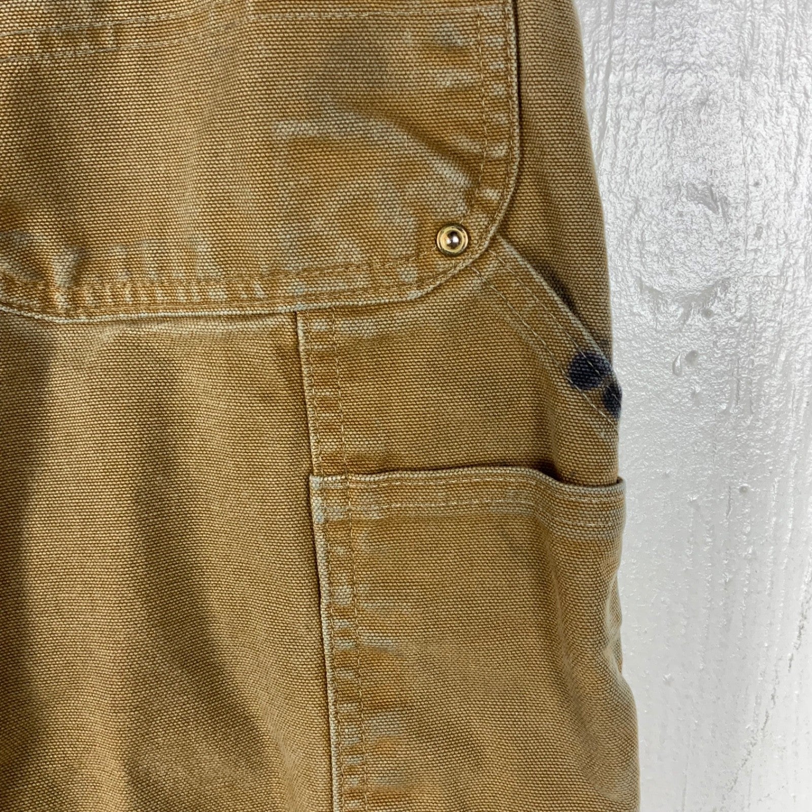 Carhartt Double Knee Dungaree Canvas Workwear Pants 36x34 Brown Distressed