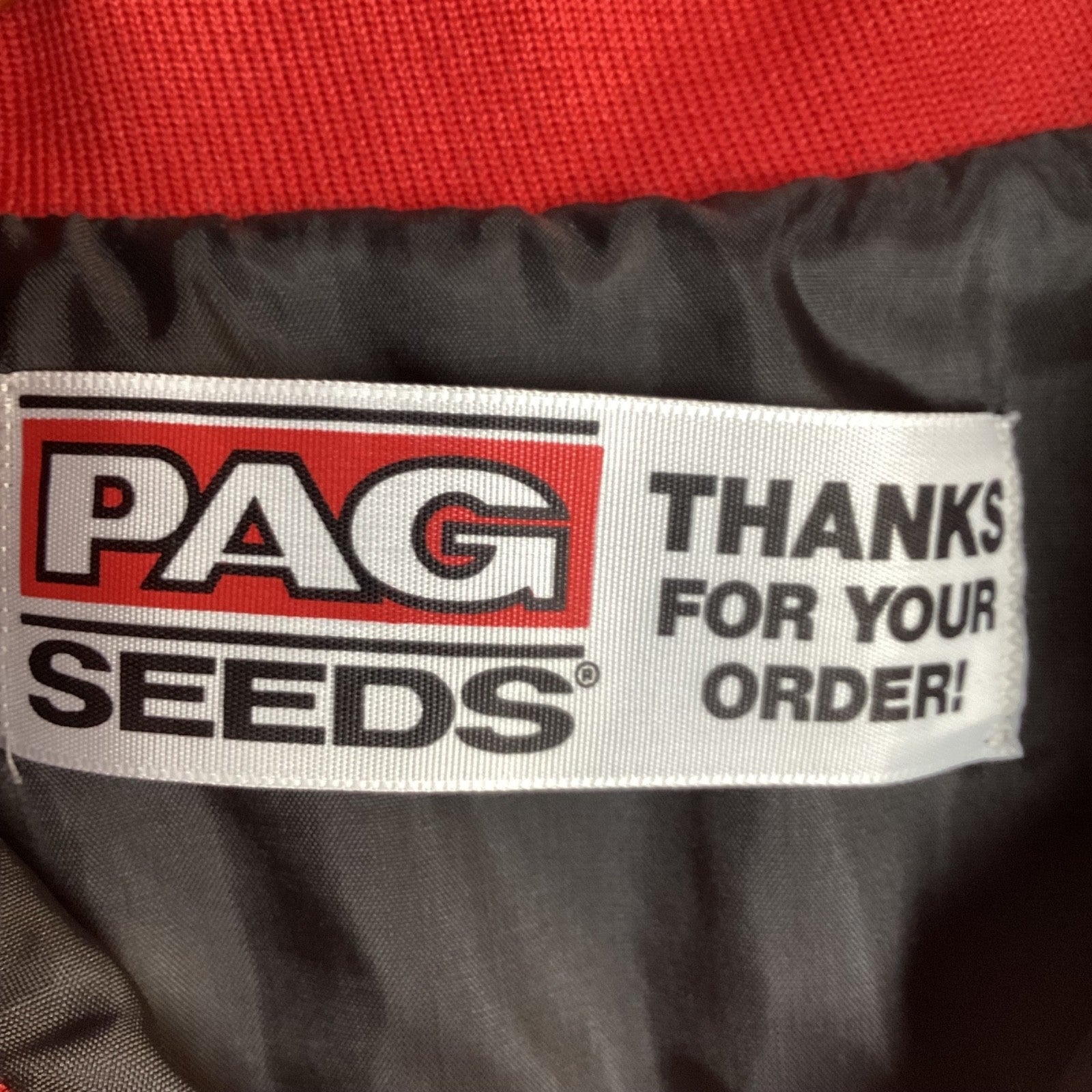 Vintage 1980s Bomber Windbreaker Jacket Size Large Red Full Zip Pag Seeds Usa