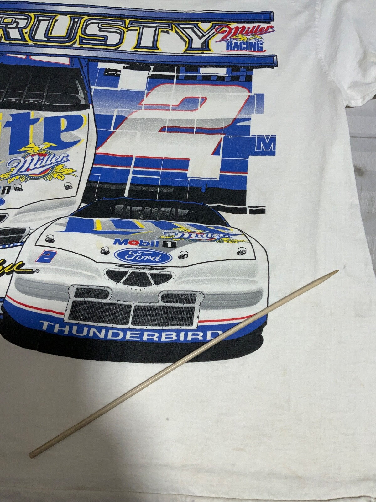 Vintage Nascar Racing T-shirt Large Double Sided Miller Racing Rusty Wallace 90s
