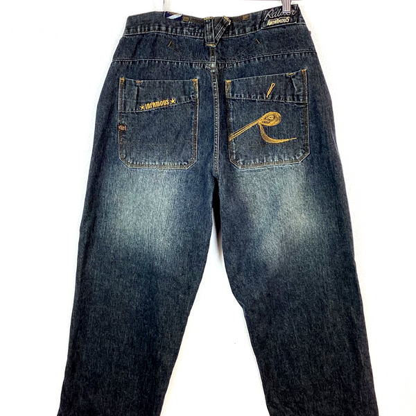 Vintage Raider Infamous Denim Jean Size 36x32 Black Baggy Y2K