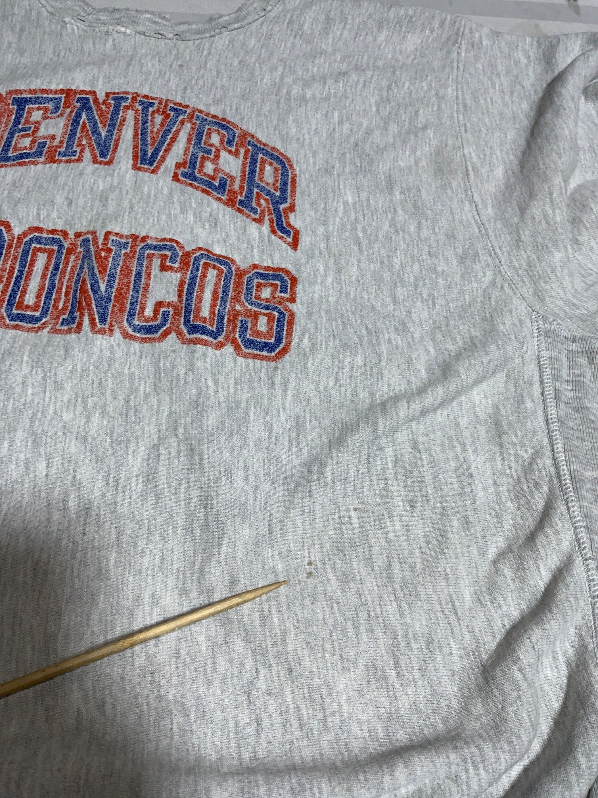 Vintage Denver Broncos Sweatshirt XL Gray Champion Reverse Weave Warmup Nfl 80s