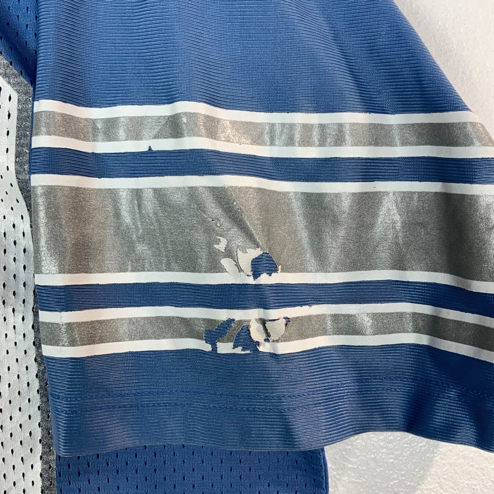 Vintage Detroit Lions Jersey Medium Starter Barry Sanders Blue Nfl
