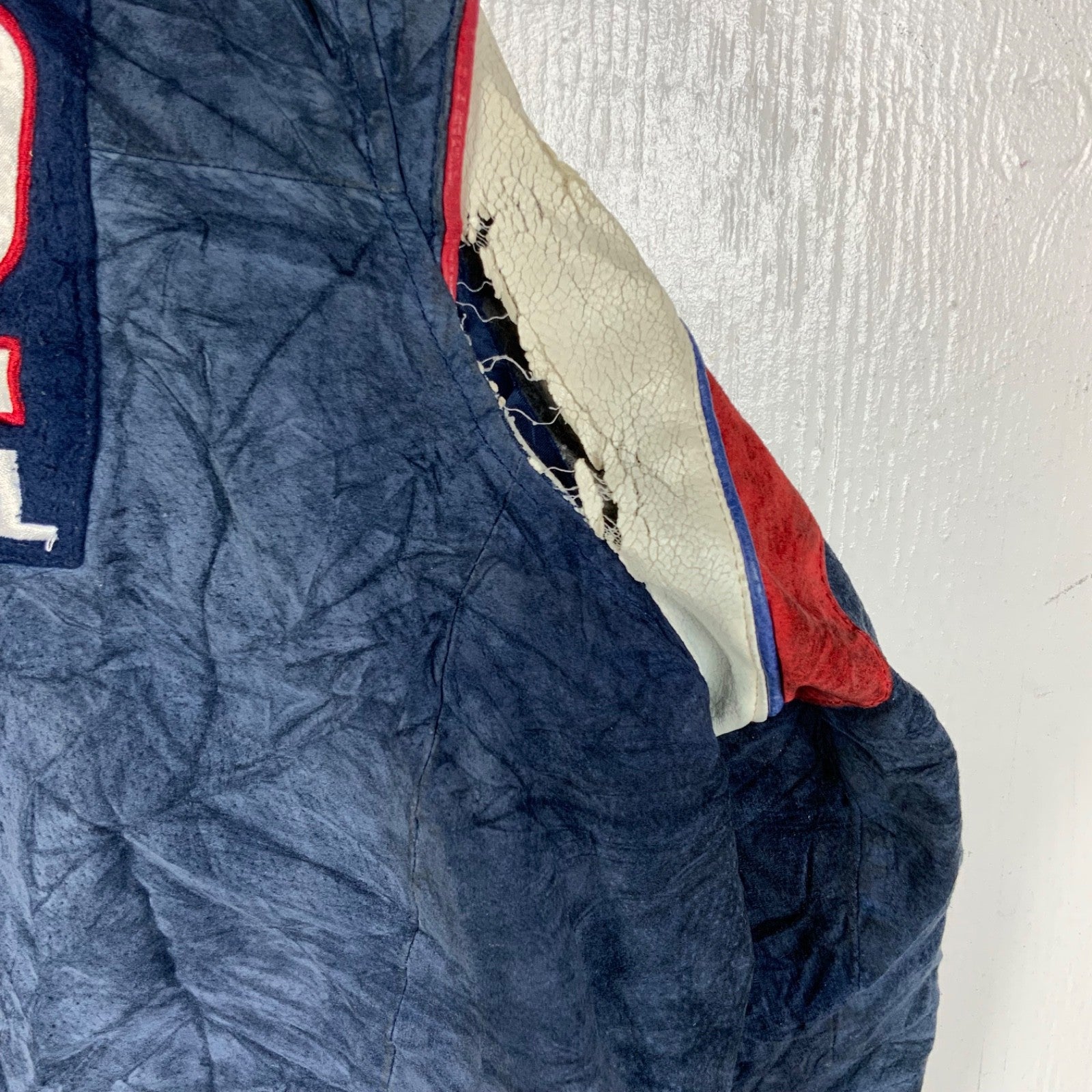 Vintage New York Giants Leather Varsity Bomber Jacket XL Full Zip