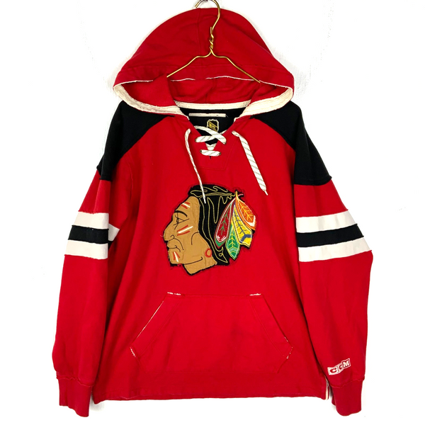 Vintage Chicago Blackhawks Ccm Sweatshirt Hoodie Medium Red Nhl Hockey