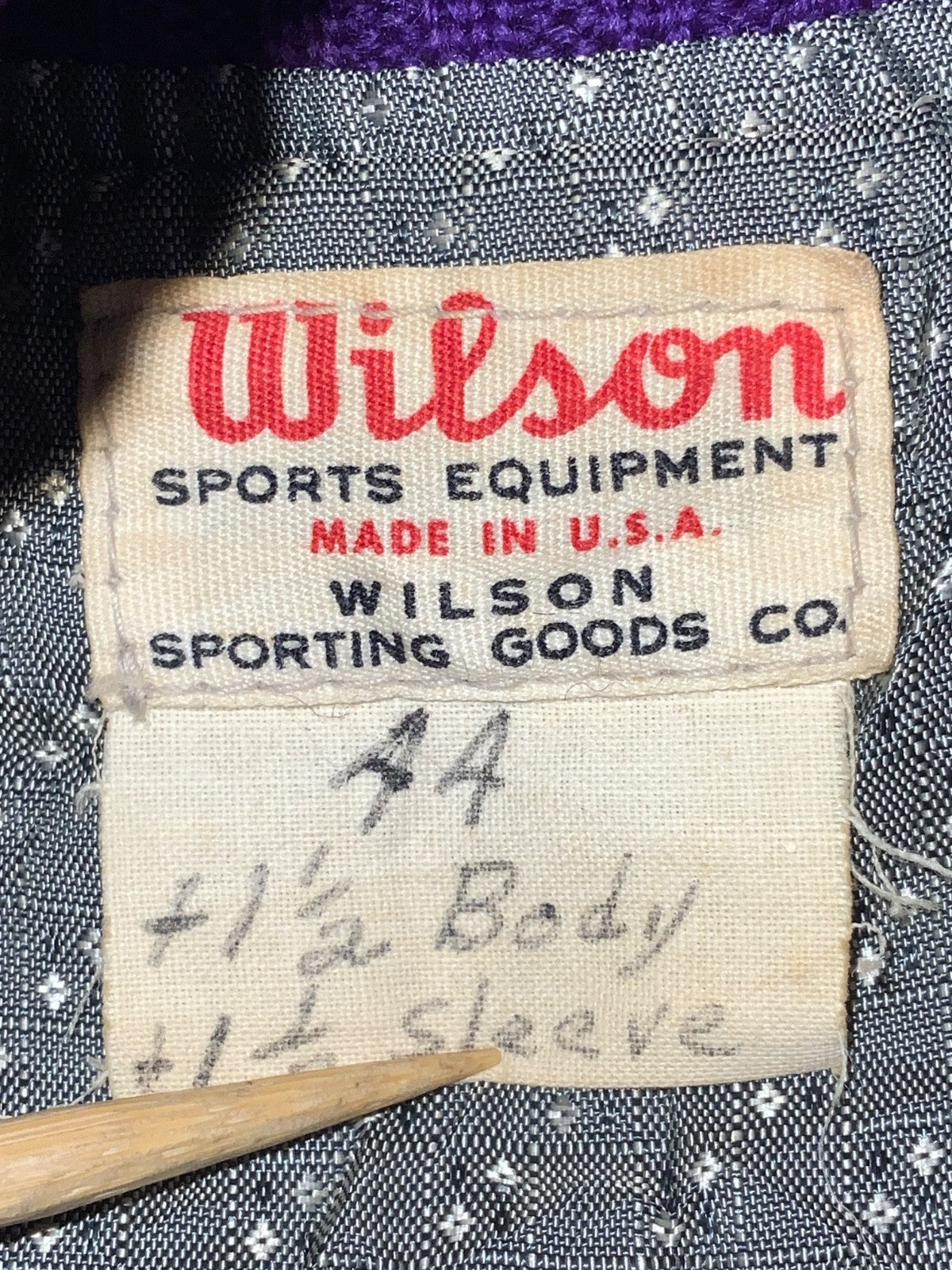 Vintage Wilson Letterman Wool Varsity Bomber Jacket XL Purple Snap Button 1970s