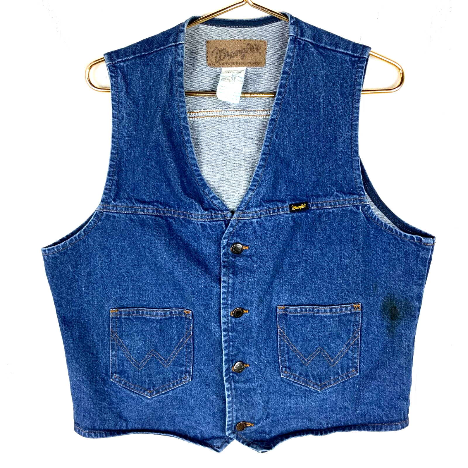 Vintage Wrangler Denim Jean Vest Medium Dark Wash 90s