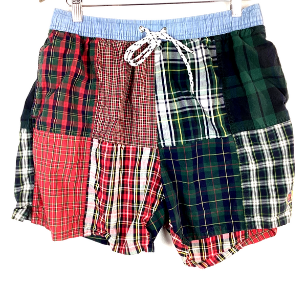 Vintage Tommy Hilfiger Swim Shorts Size Medium Multicolor Plaid Patchwork