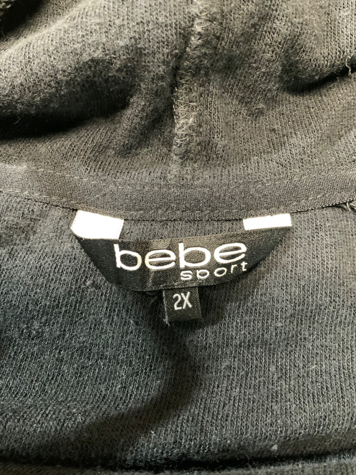 Bebe Sport Women's Sweatshirt Hoodie 2XL Black Full Zip Bedazzled Y2k