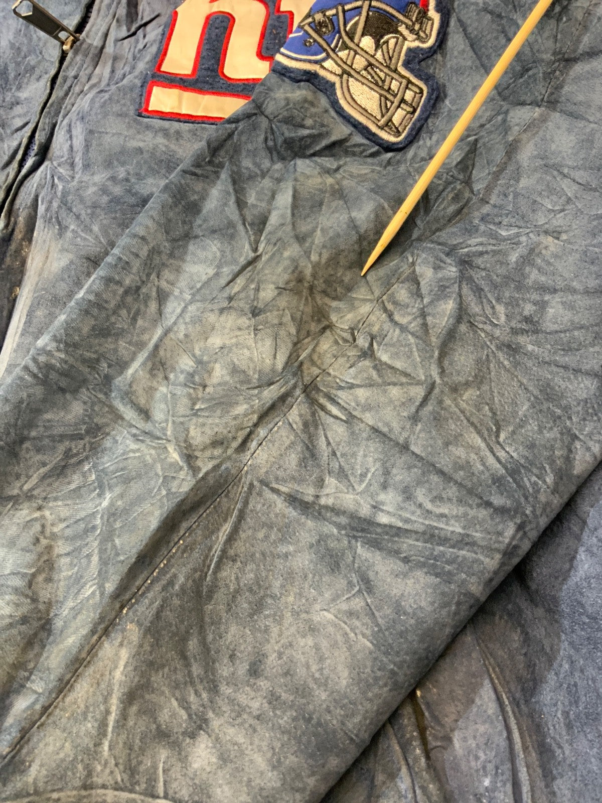 Vintage New York Giants Leather Varsity Bomber Jacket XL Full Zip
