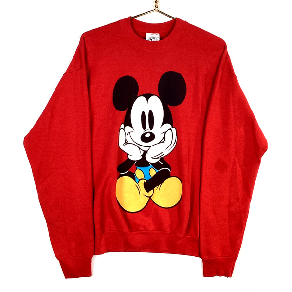 Vintage Disney Mickey Mouse Sweatshirt Crewneck Size Large Red 90s