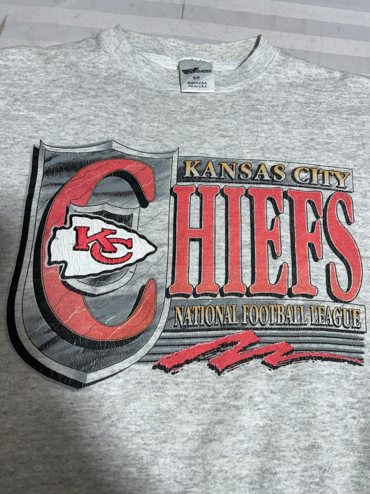 Vintage Kansas City Chiefs Sweatshirt Small Gray Made Usa Nfl Football 90s