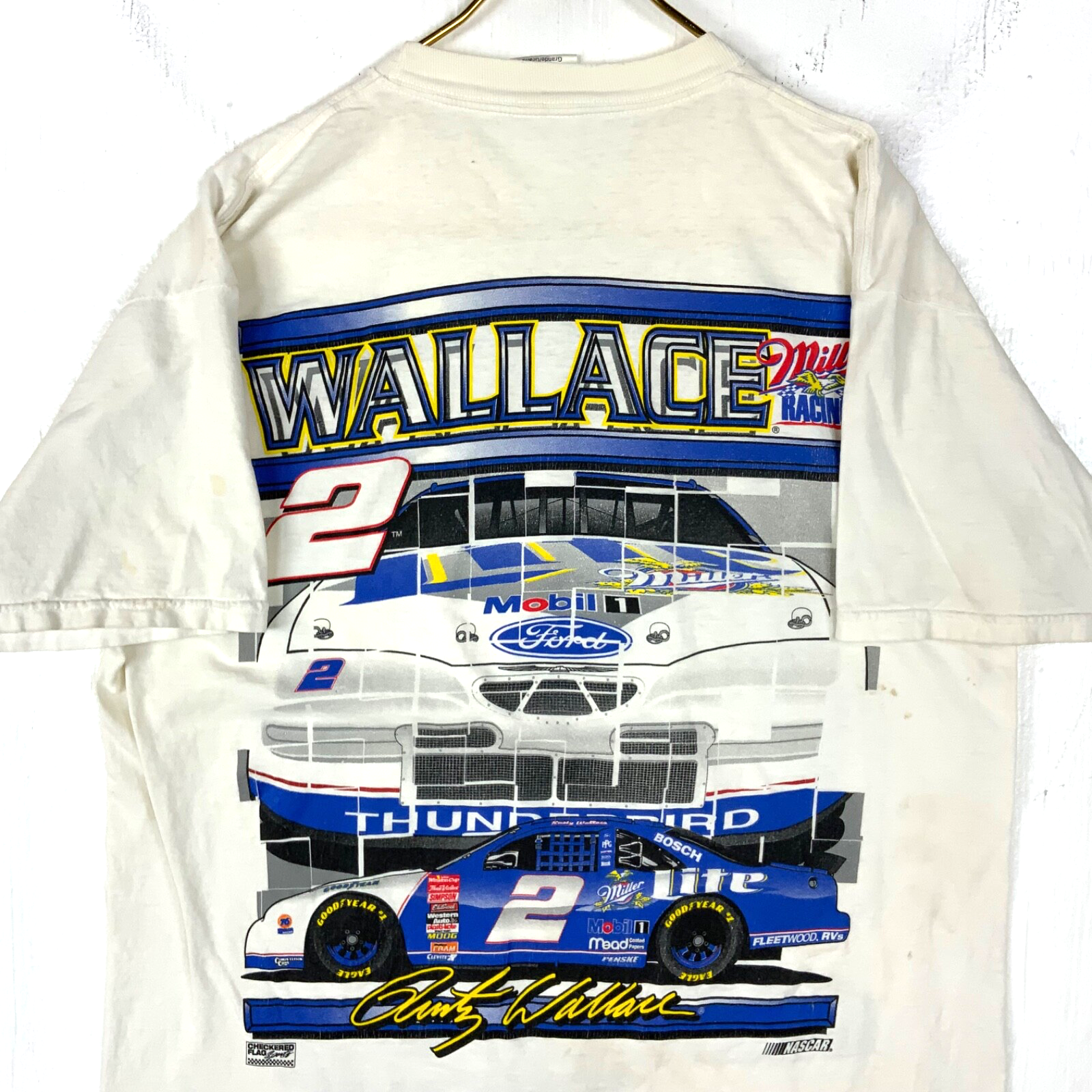 Vintage Nascar Racing T-shirt Large Double Sided Miller Racing Rusty Wallace 90s