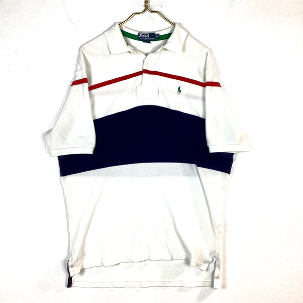 Vintage Polo Ralph Lauren Polo Collar Shirt Size XL White Colorblock