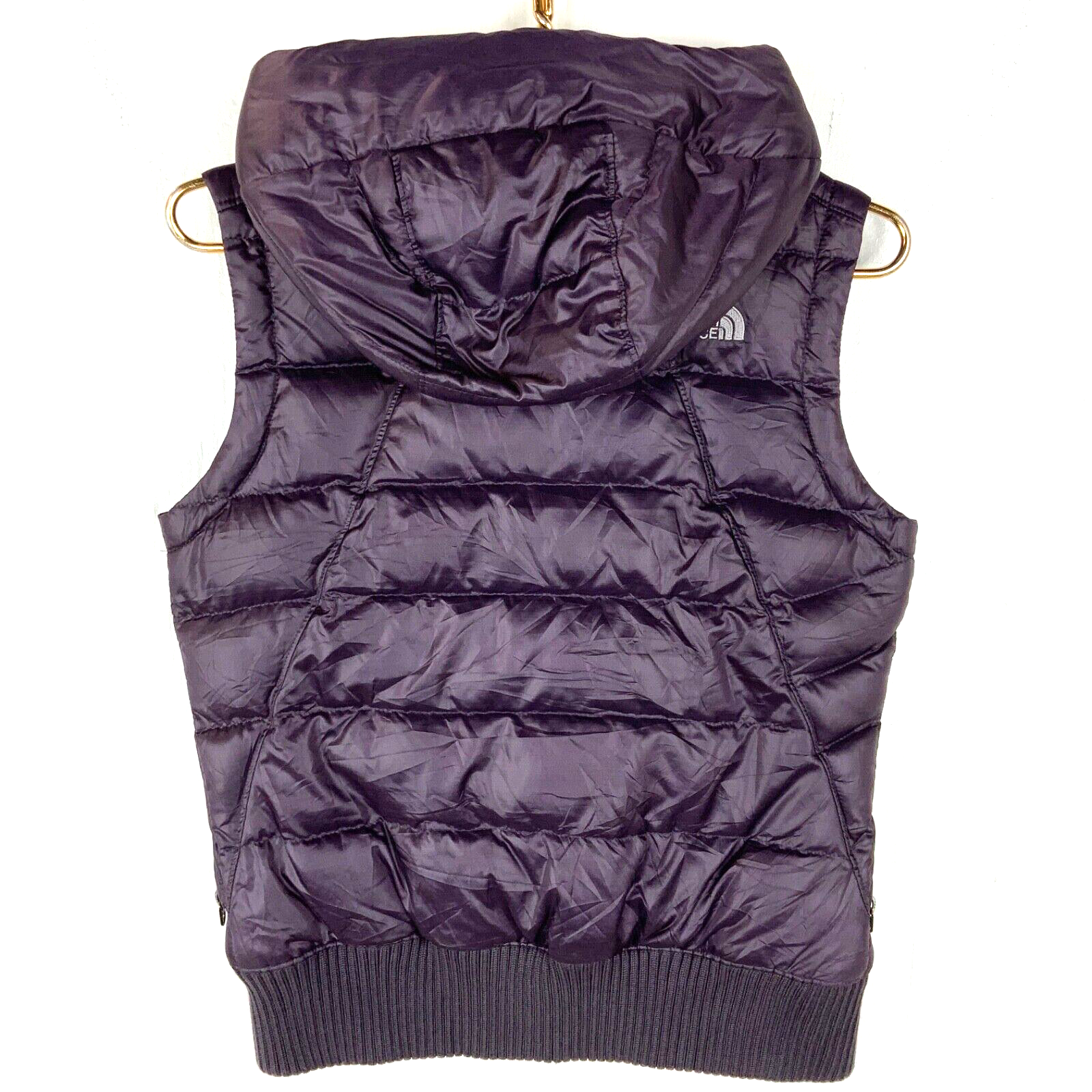 The North Face Women's 550 Down Puffer Vest Size Small Purple Full Zip Hooded