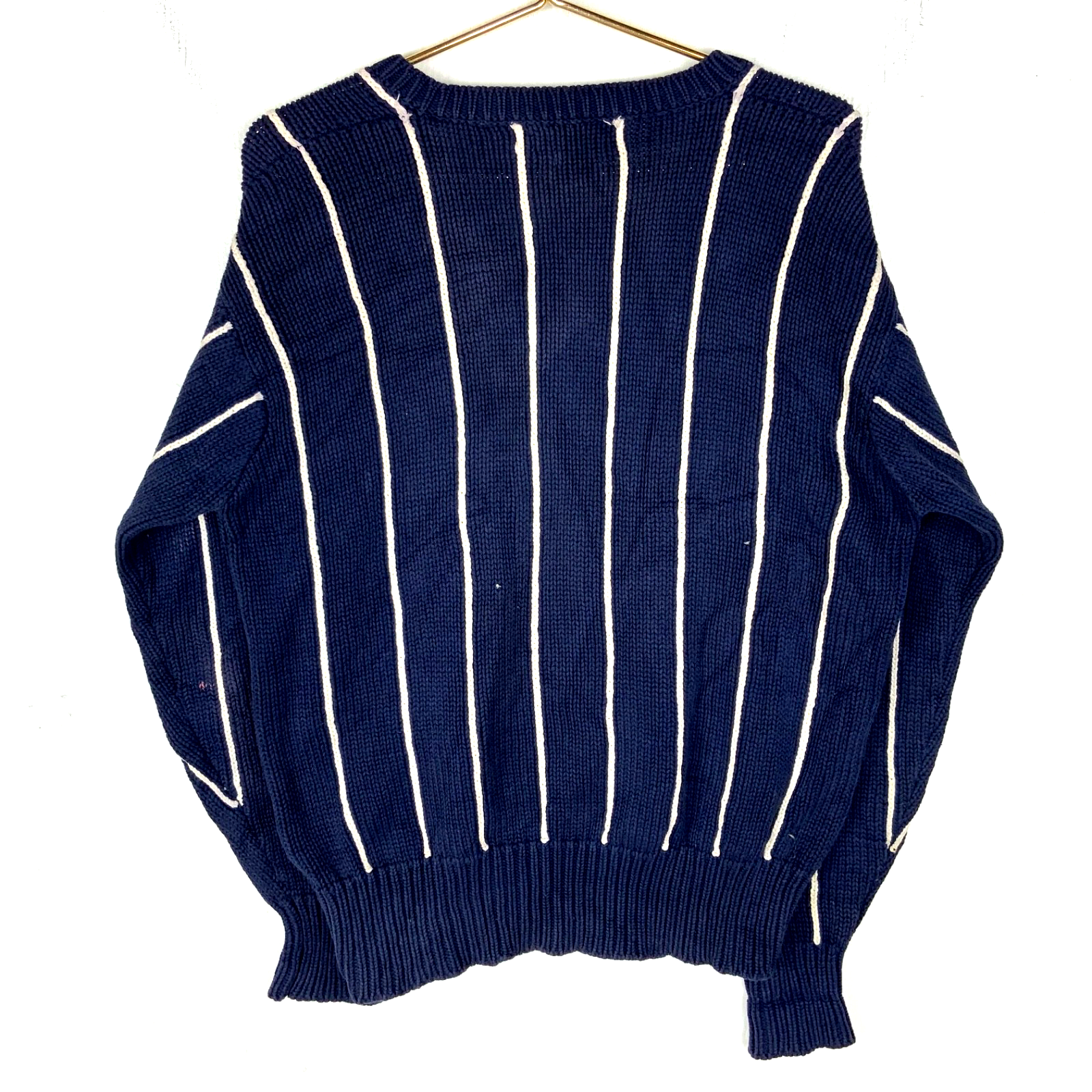Vintage Polo Ralph Lauren Knit Sweater Large Blue V-neck Striped