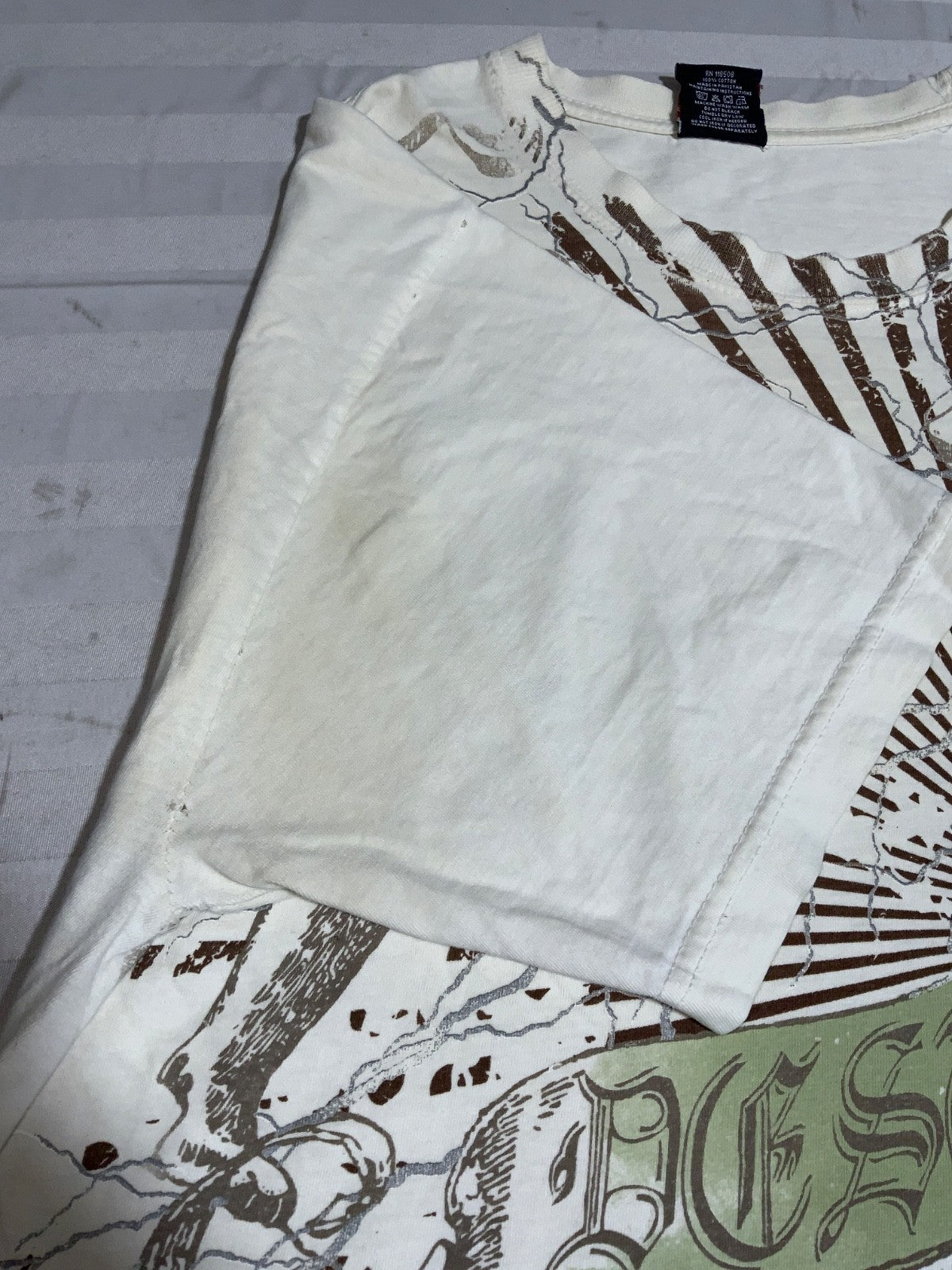 Y2K Lebron James T-Shirt XL White Tee Tree Grunge All Over Print Basketball