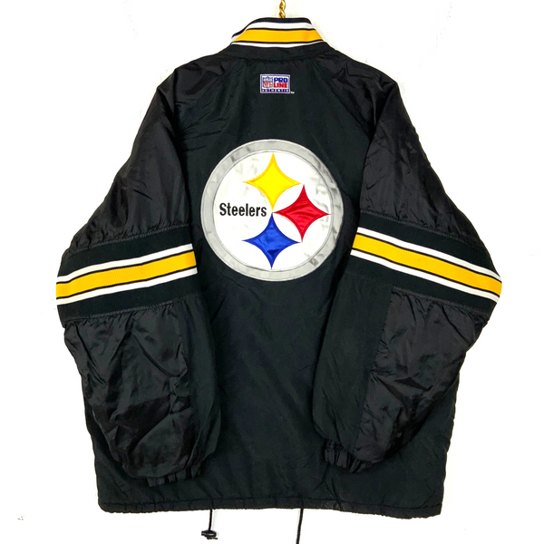 Vintage Pittsburgh Steelers Starter Jacket XL Black Puffer Bomber Full Zip Nfl