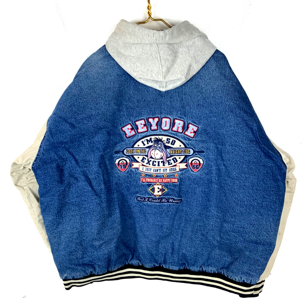Vintage Eeyore Disney Denim Jean Jacket 2XL Blue Medium Wash Snap Button