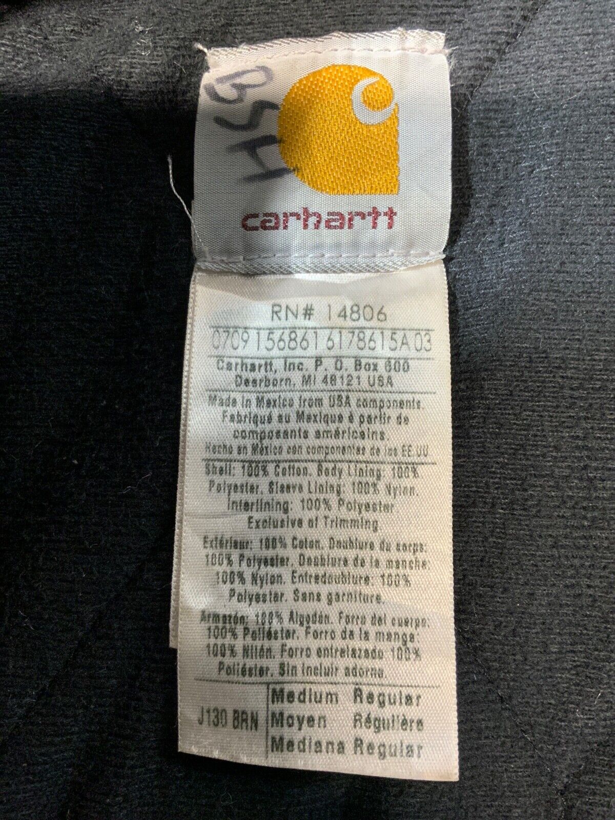 Carhartt Duck Jacket Medium Brown Full Zip Quilted Workwear