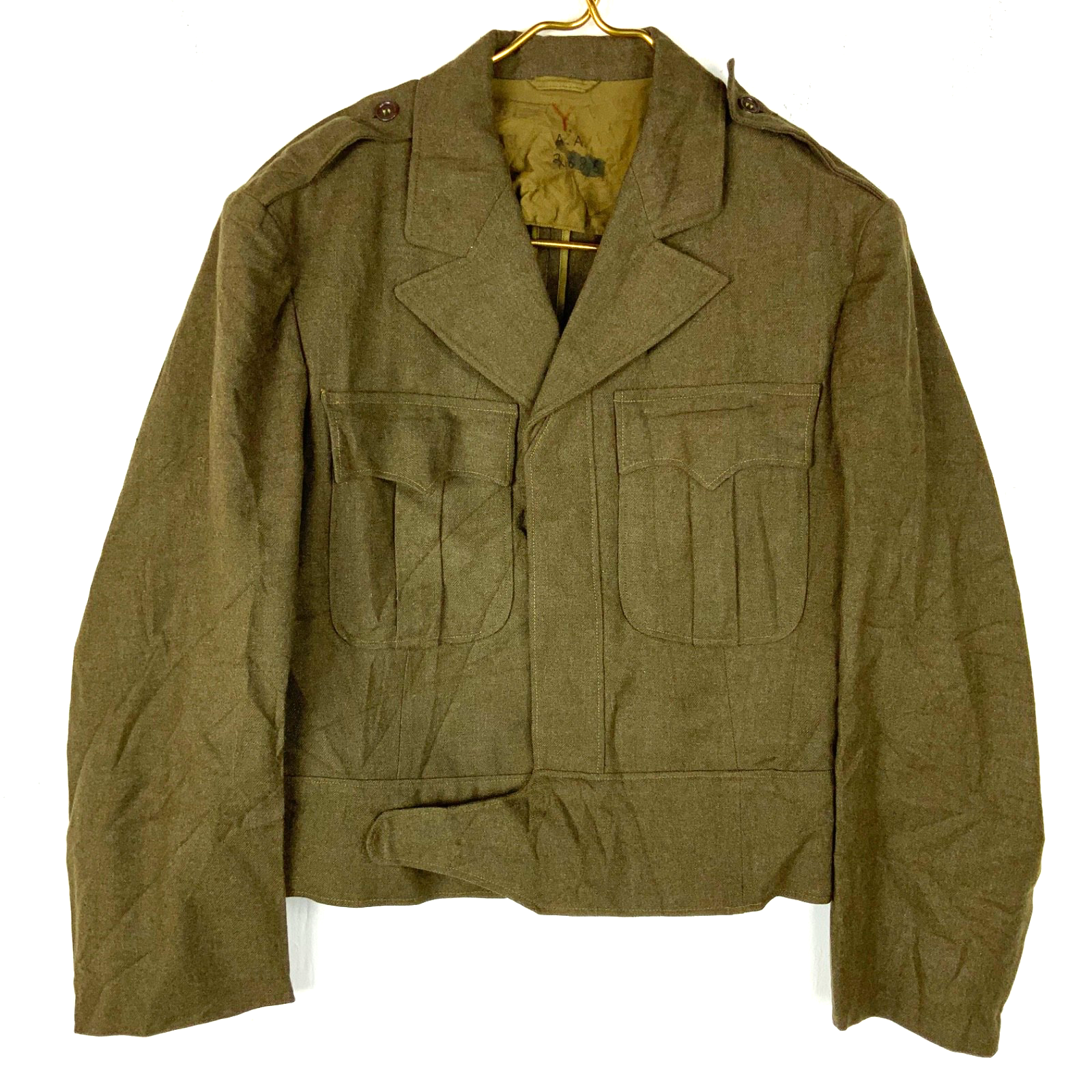 Vintage Us Army Wool Jacket Size XS Brown Button Up Vietnam Era Ww2 40s 50s