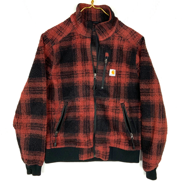 Carhartt Fleece Sweater Jacket Size Women's XS Full Zip Checkered Work Wear