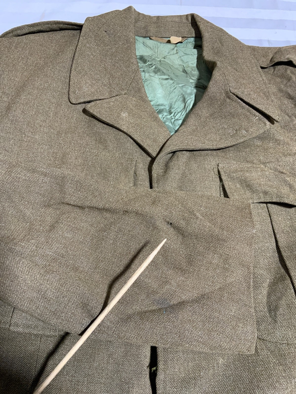 Vintage Us Army Wool M-1950 Jacket Small Brown Button Up Ww2 1953