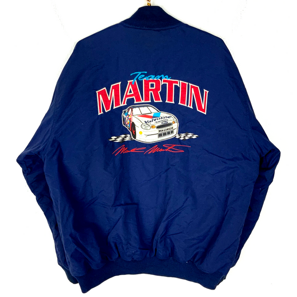 Vintage Mark Martin Chase Bomber Jacket XL Blue Nascar Full Zip 90s