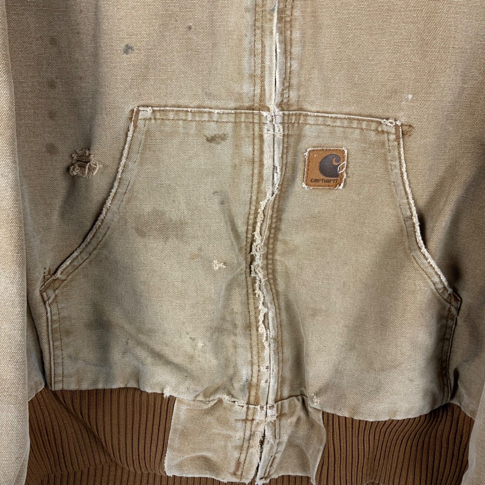 Carhartt Duck Jacket Medium Brown Full Zip Quilt Lined Workwear