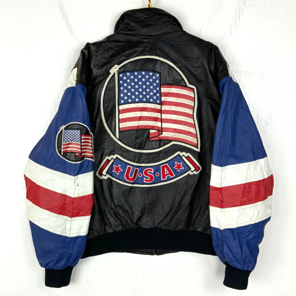 Vintage Michael Hoban Usa Leather Bomber Jacket Large Black Full Zip