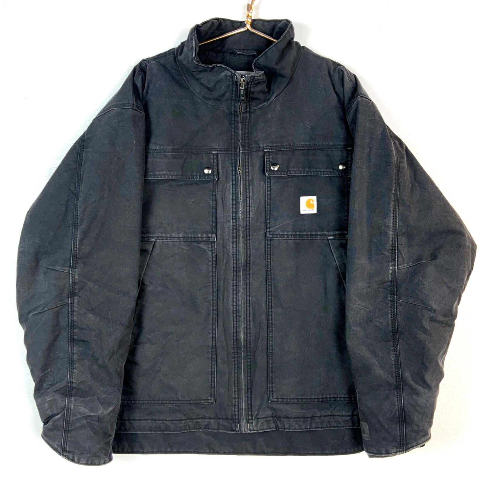 Carhartt Quick Duck Jacket 2XL Black Full Zip Quilt Lined Work Wear