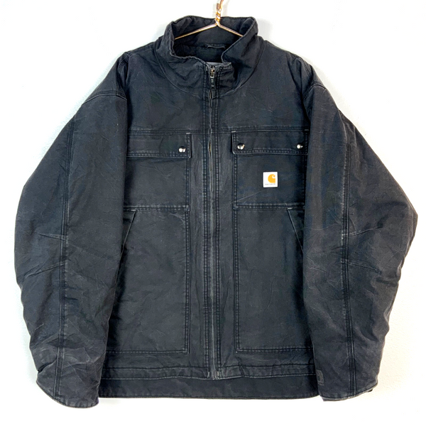 Carhartt Quick Duck Jacket 2XL Black Full Zip Quilt Lined Work Wear