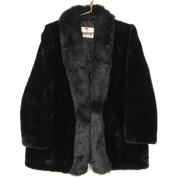 Vintage Monterey Women's Faux Fur Jacket Size 10 Made Usa Hook & Eye 80s 90s