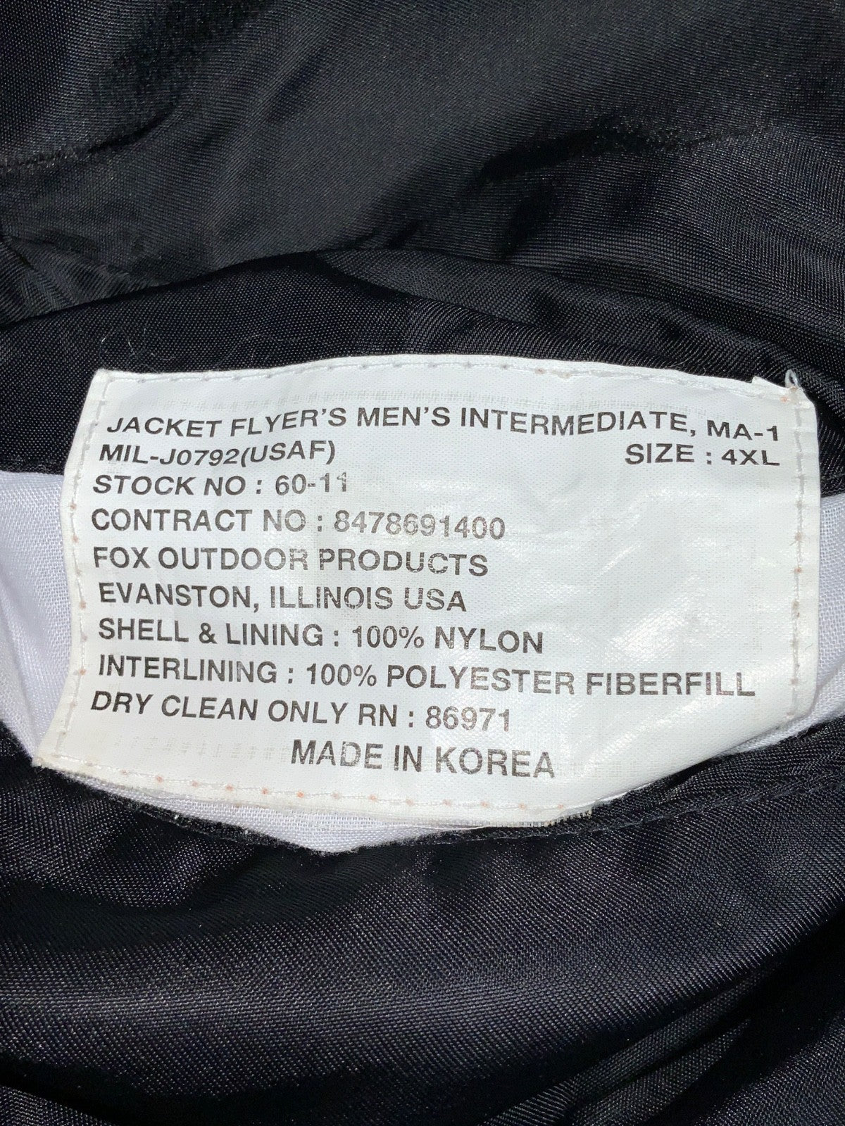 Vintage Usaf MA-1 Flyers Bomber Jacket 4XL Full Zip Reversible Bad Kissingen