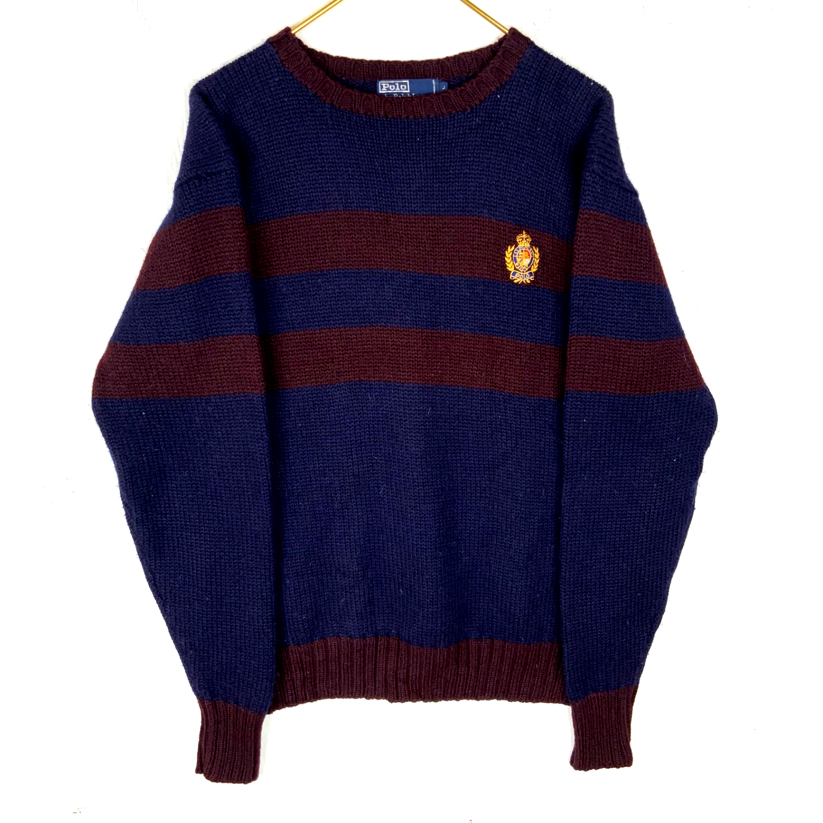 Vintage Polo Ralph Lauren Wool Knit Sweater Large Blue Crewneck 90s