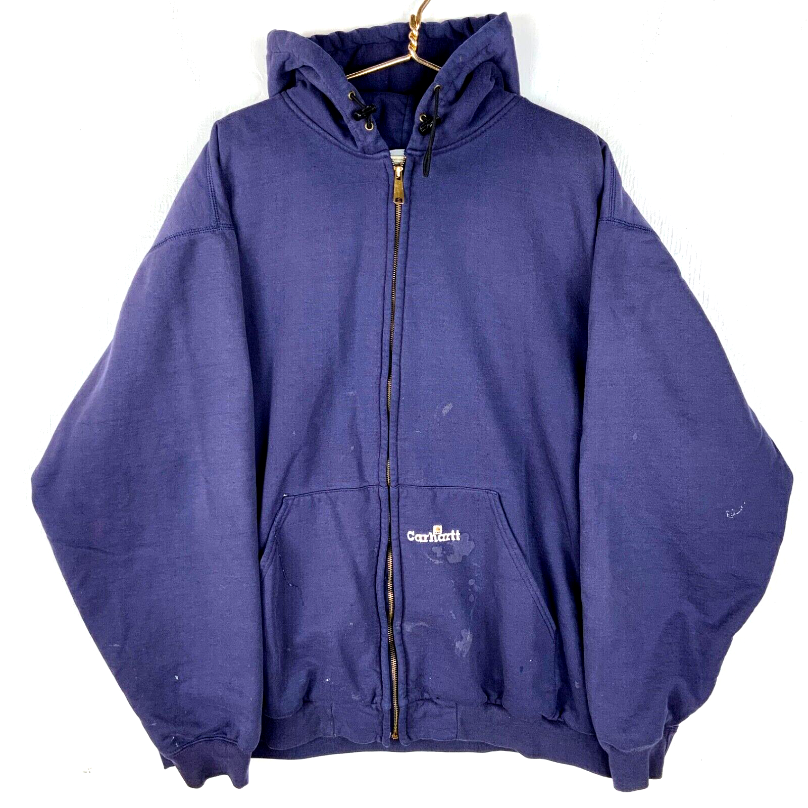 Vintage Carhartt Active Lined Sweatshirt Hoodie Jacket 3XL Tall Blue Workwear