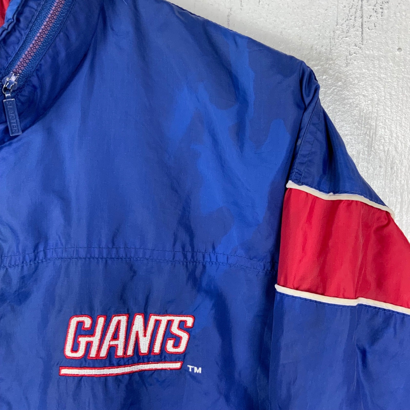 Vintage New York Giants Starter Jacket Large Windbreaker Blue Nfl Full Zip