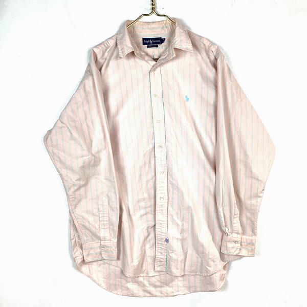 Vintage Polo Ralph Lauren Shirt Size 2XL Pink Striped Long Sleeve Button Up
