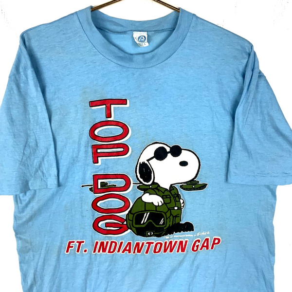Vintage Snoopy Top Dog T-Shirt Large Blue 1971 Single Stitch